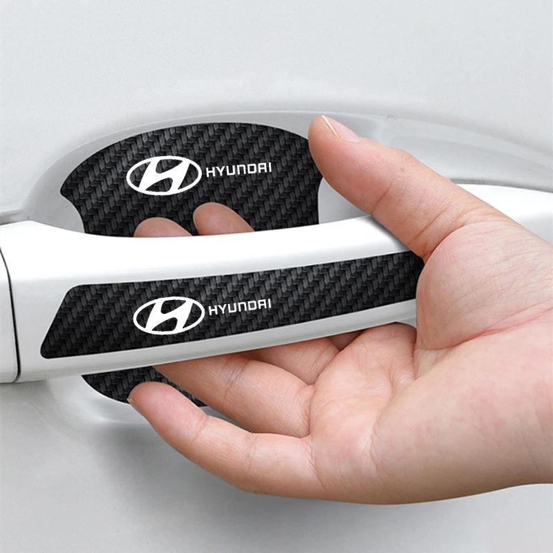 8PCS Luminous Car Door Handle Decal for Hyundai Azera CELESTA I20 I30 Ix25 MISTRA NEXO TUCSON Door Wrist Bowl Protective Sticker R7