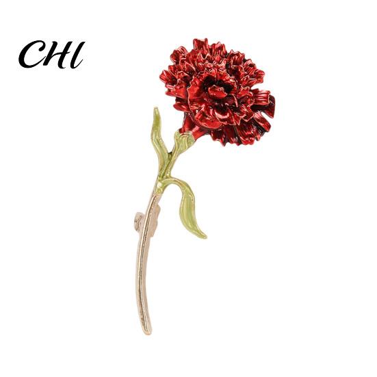 Carnation Brooch Alloy Enamel Flower Dripping Oil Process Pin Formal Attire Decoration Wear-Resistant Anti-Rust Versatile Collar Coat Accessory