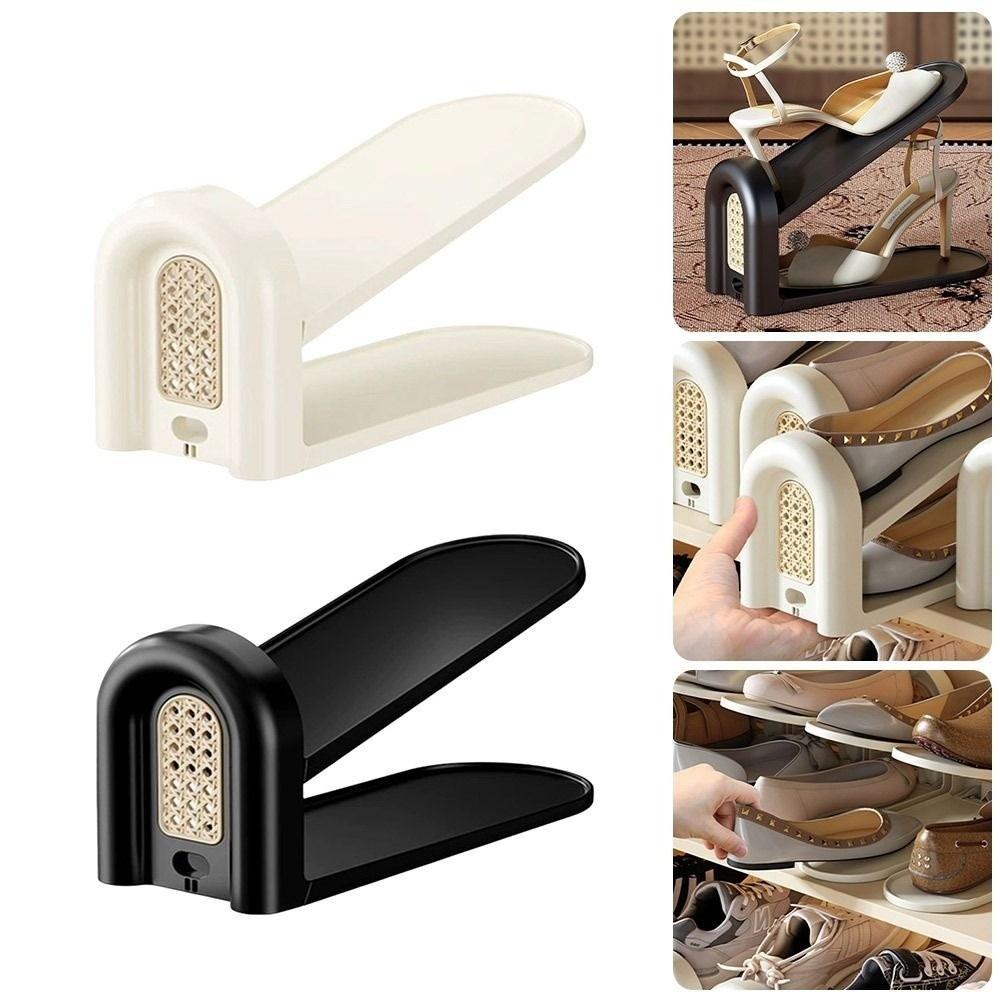 Rattan Weaving Shoes Rack Adjustable Shoes Organizer Portable Shoe Holder