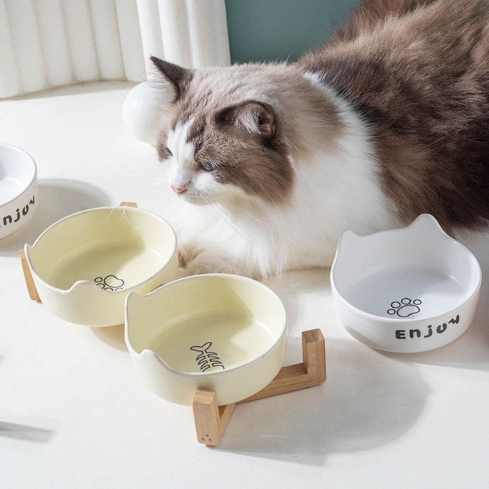 Предотвращающая опрокидывание миска на высокой ножке для кошки, керамическая миска для кормления собаки, миска для питомца для котенка, щенка