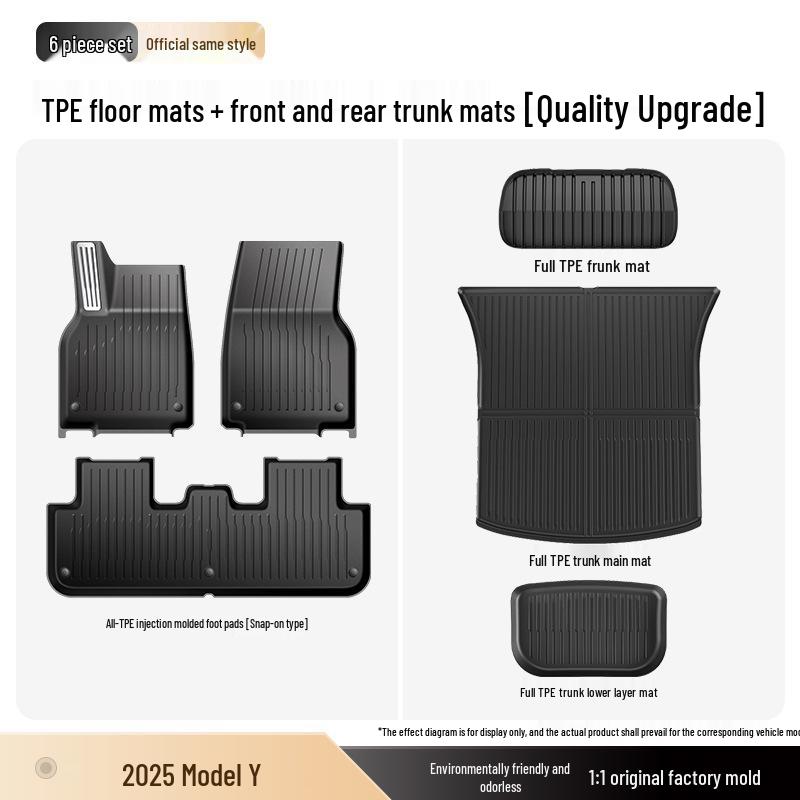 Custom-Fit TPE Floor Mats for Refreshed Tesla Model Y (Applicable to 25 Models) with Pedals