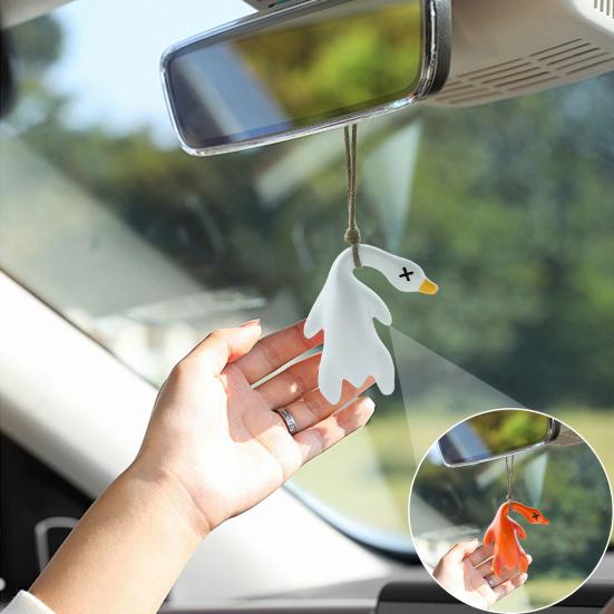 4Pcs Roast Duck Car Pendant Color Changing Duck Swing Ornament UV Temperature Indicator Cute Rearview Mirror Pendant Home Office Decor