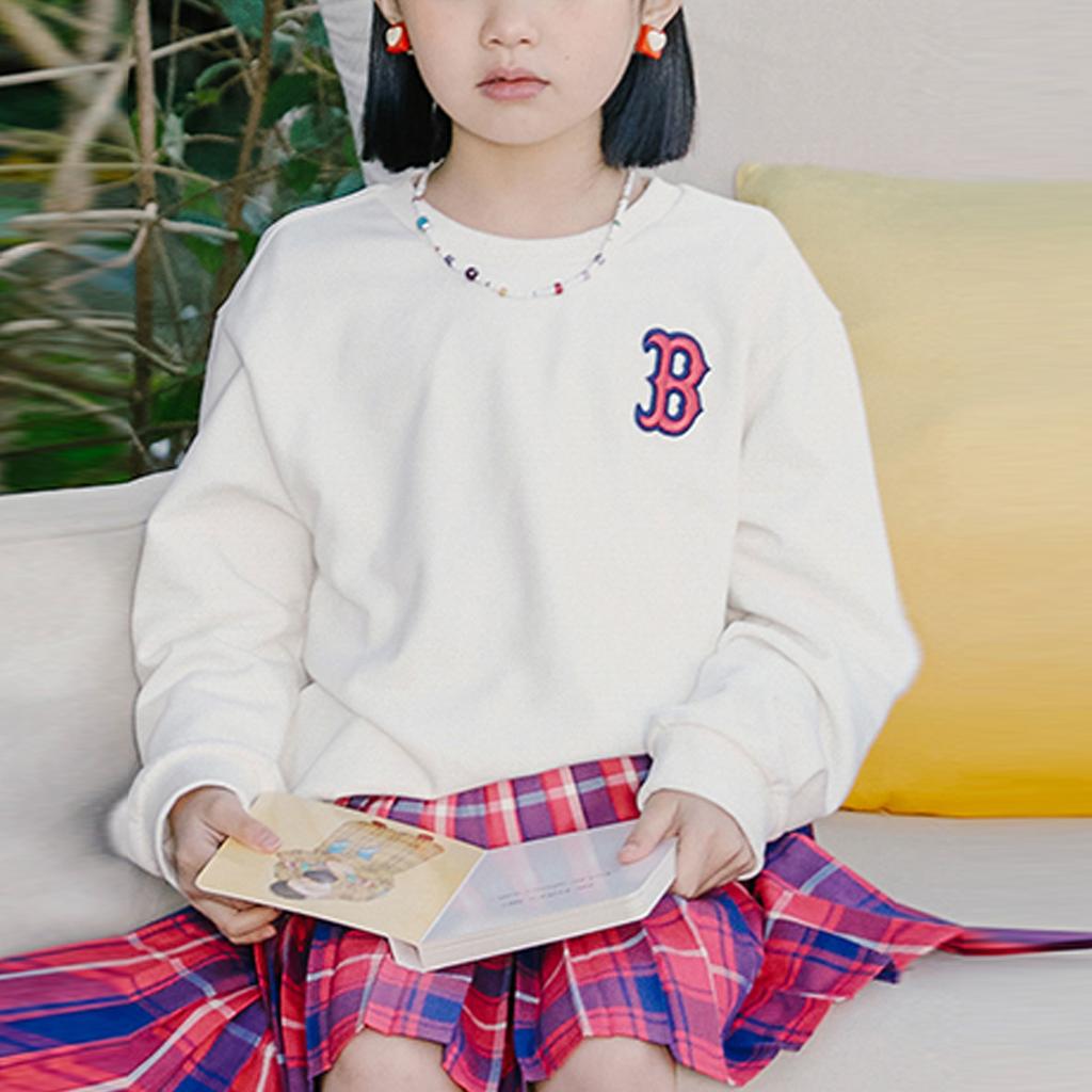 Новая повседневная футболка MLB с круглым вырезом, вышивкой логотипа бренда, печатью, детская, цвет слоновой кости 7AMTK0131-43IVS