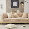 Rabbit Plush Sofa Cushion Winter Padded Plush Cushion Non-slip Leather Sofa Cover  Cover Cloth Towel