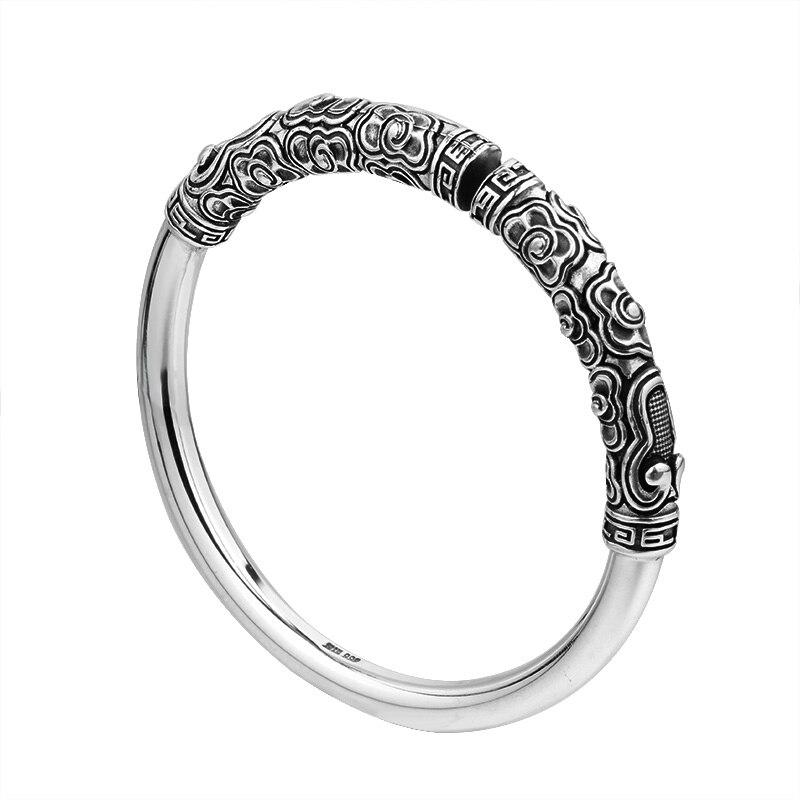 The New Golden Hoop Bracelet Male Domineering Retro Opening Adjustable Monkey King Monkey King Xiangyun Silver Bracelet Bracelet