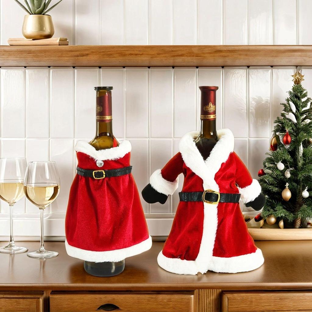 Festive Christmas Wine Bottle Cover - Creative Table Decoration