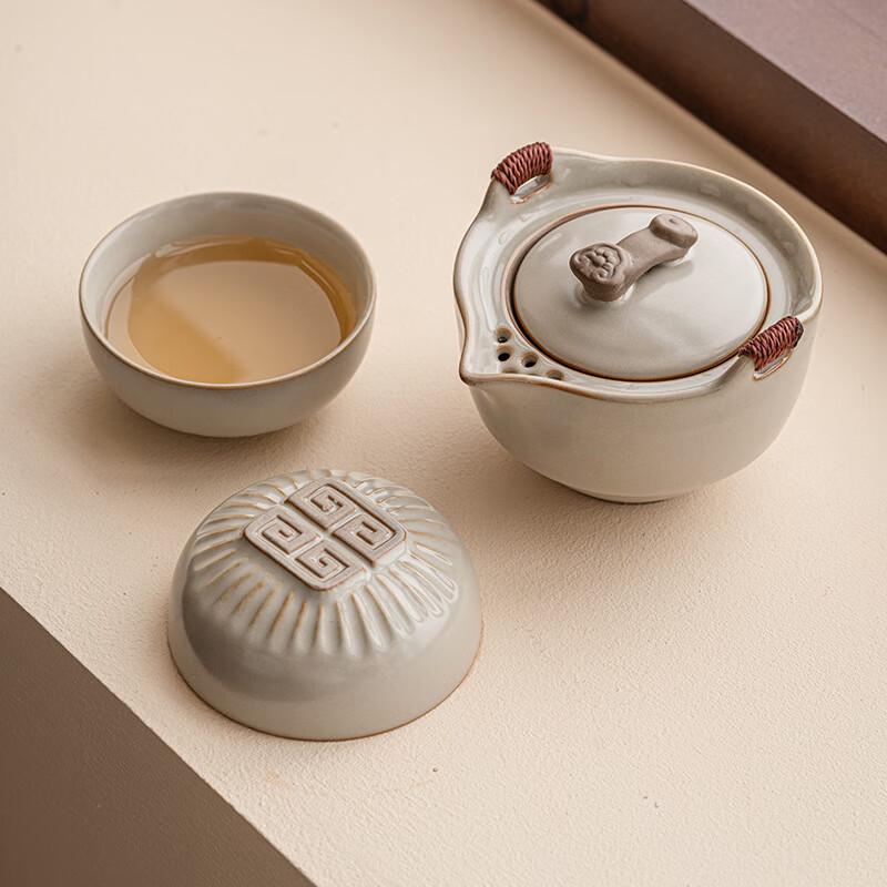 Portable Ru Kiln Ceramic Travel Tea Set