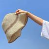 Fashion Wavy Brim Beach Straw Hat Summer Women Foldable Visor Bucket Hat Fisherman Cap Outdoor Panama Girls Wide Brim Sun Hats