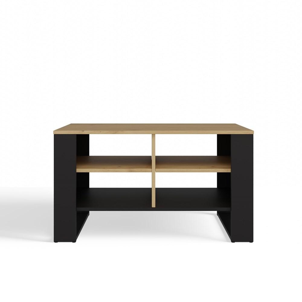 Coffee Table 4 Shelves Modern 4P Artisan Oak Black
