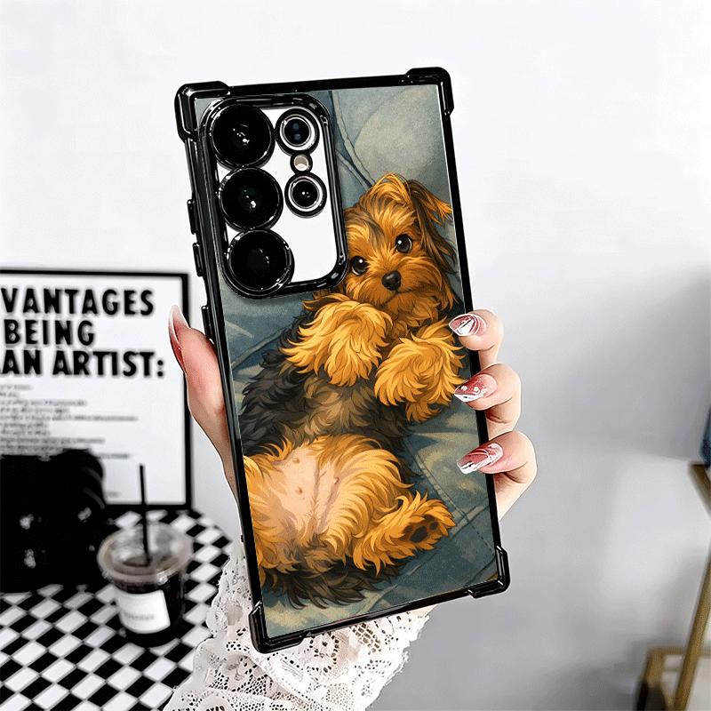 Yorkshire Terrier Dog Plating Phone Case For Samsung Galaxy S24 S25 FE S26 Edge S23 Ultra S22 S21 Plus S20 Anti-Fall Airabag Cov