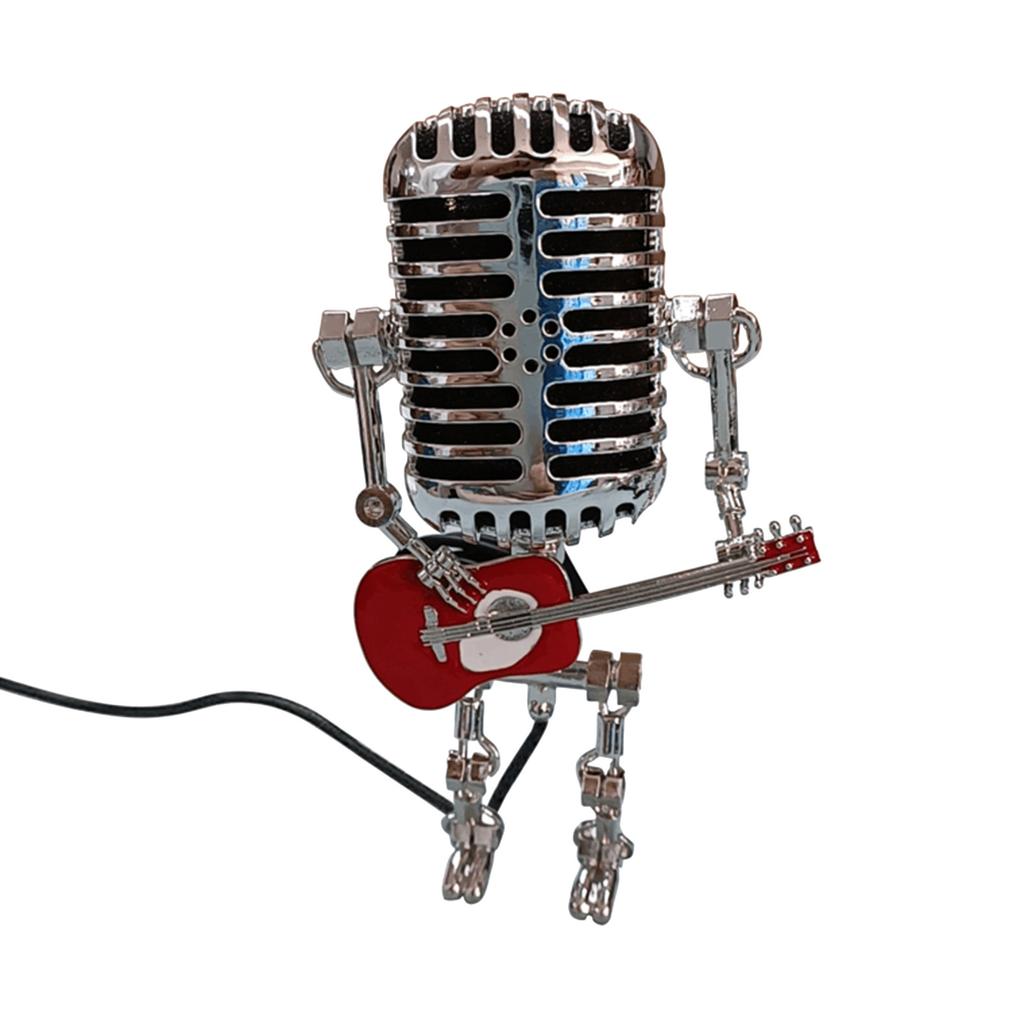 Настольная лампа в стиле ретро-робота, настольная лампа, винтажный микрофон-робот в стиле стимпанк, украшения для настольной лампы