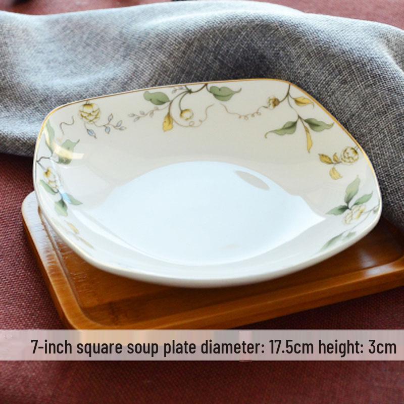 7-Inch Round Bone China Porcelain Plate - Chinese Style Tableware