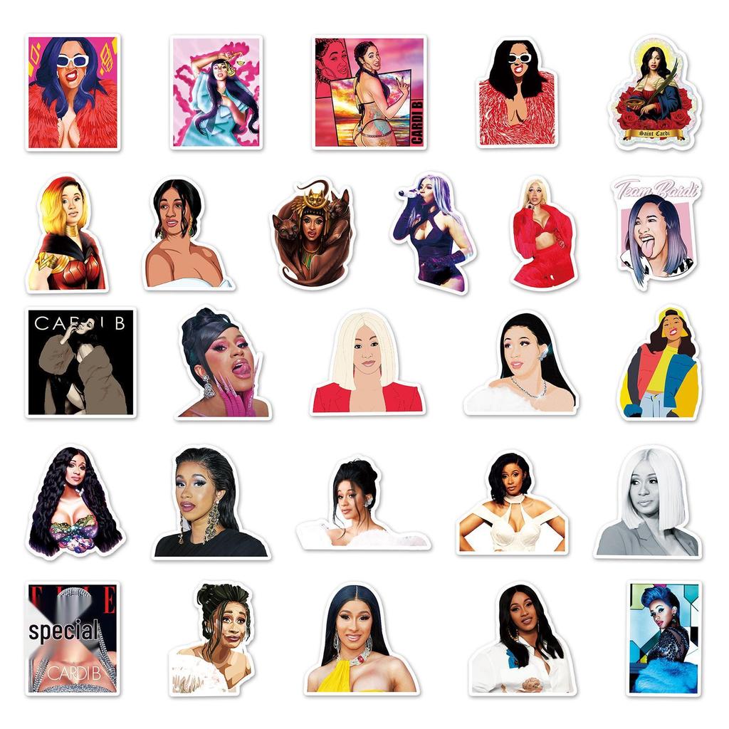 51 граффити-стикер с Cardi B для ноутбука, чемодана, самоката, автомобиля - Декоративные и сексуальные