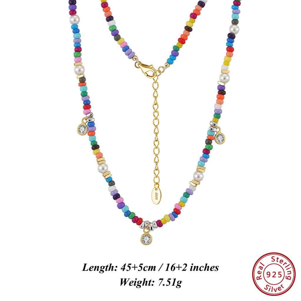 Модный чокер ORSA JEWELS из стерлингового серебра 925 пробы с жемчугом в форме ракушки и цветными бусинами 3 мм, регулируемое ожерелье для женщин, украшение, подарок на вечеринку PSN06