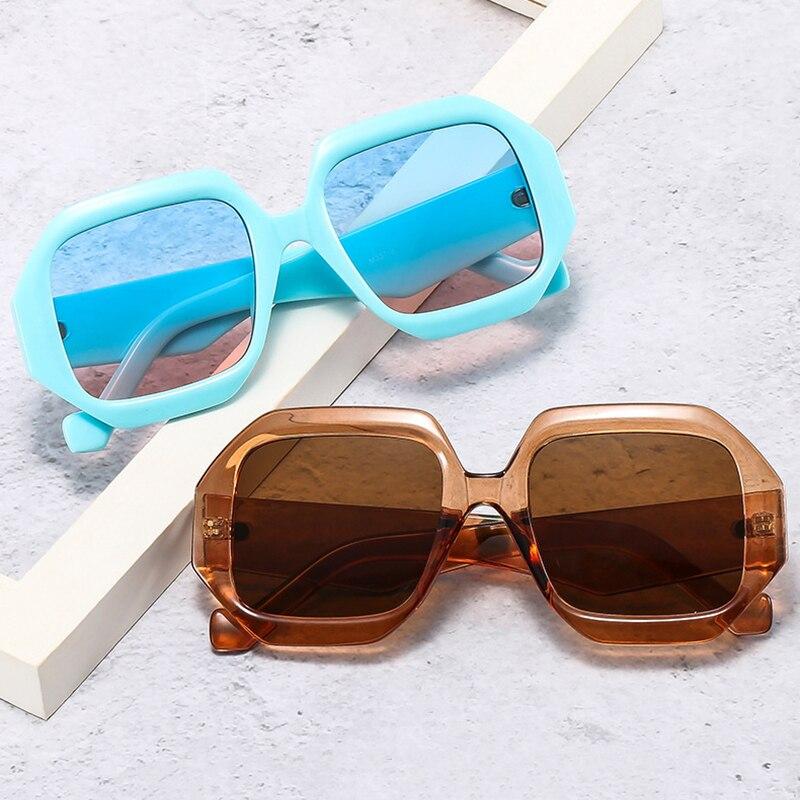 SO & EI Ins популярные модные многоугольные квадратные женские солнцезащитные очки оттенка UV400 трендовые мужские ретро синие розовые солнцезащитные очки с градиентом