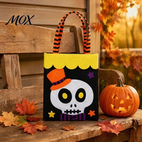 Reinforced Handle Candy Totes Halloween Bag, Cute Pumpkin Ghost Tote for Kids, Spooky Pattern Gift Bags Cartoon Treat Bag Party, Trick or Favor Stiff
