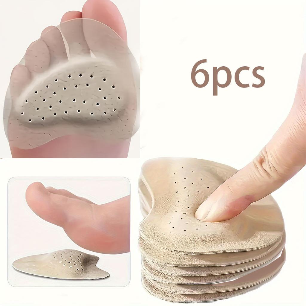 6 шт. Женские туфли на высоком каблуке, мягкая ПУ, нескользящая подушечка под переднюю часть стопы - дышащая, влаговпитывающая, амортизирующая стелька для ухода за ногами с рисунком для сцепления