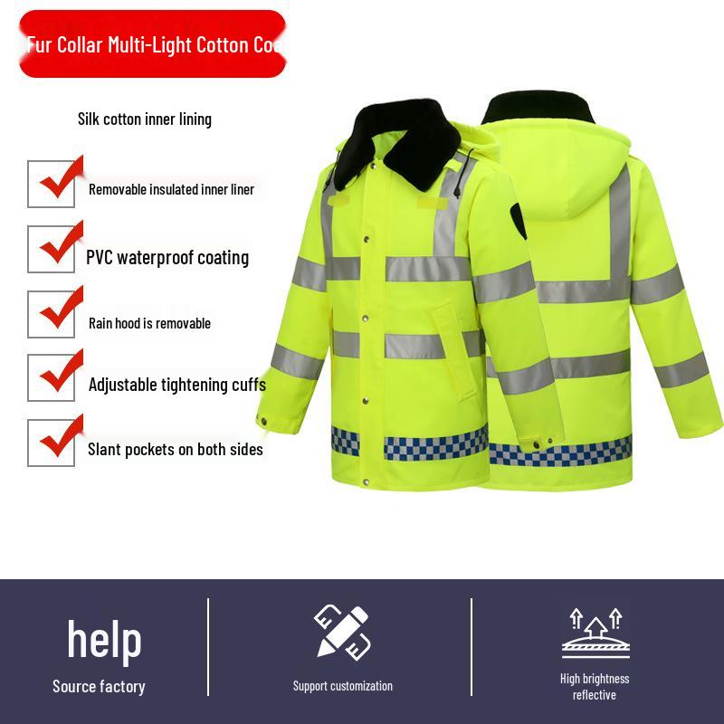 Светоотражающее зимнее дождевик для дорожной службы - Толстая подкладка для защиты от холода
