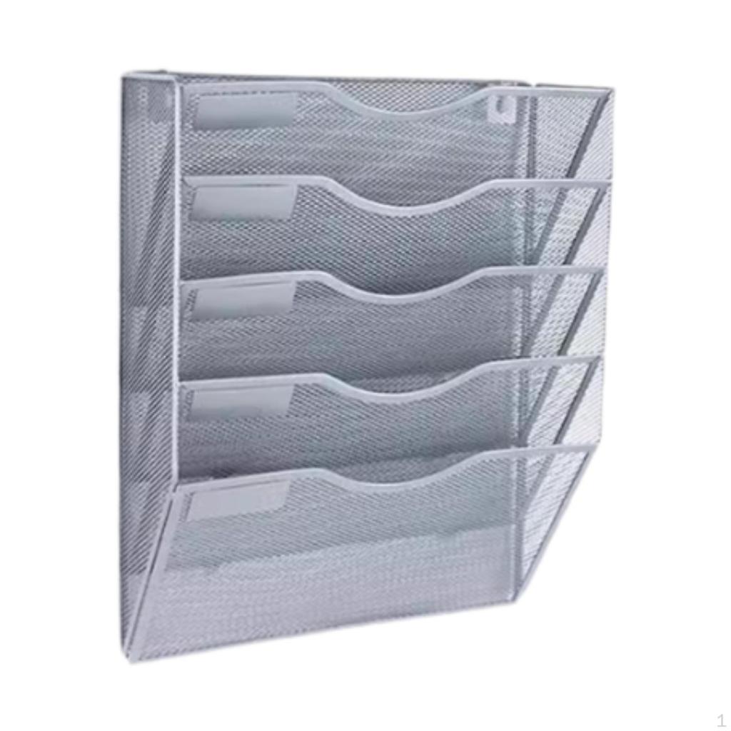 Hanging File Holder Rack Mail Organizer Desk Convenient Assemble Mesh Metal Wall