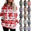 Women's Fashion Fall And Winter Double-Sided Velvet Print Hooded Thickened And Padded Sweater Tops