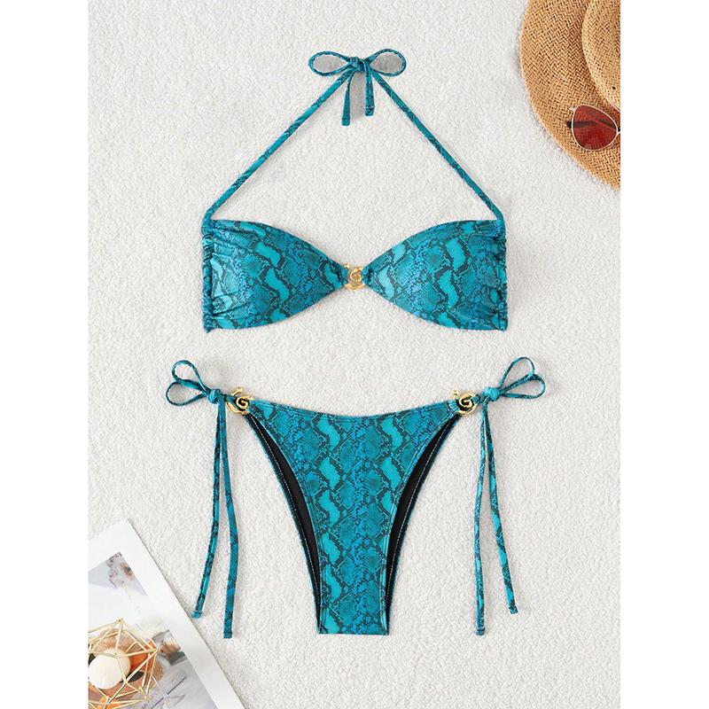 Сексуальный купальник-бикини из двух частей с принтом, летний новый женский купальный костюм для купания, костюм бикини
