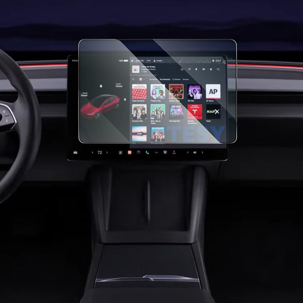 Для Tesla Новый Model Y Juniper 2025 Launch Model 3 Highland 2024 Закаленное Стекло Защитная Пленка на Экран Полностью Покрывающая Мягкая Черная Рамка