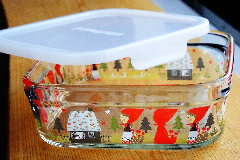 Iwaki Glass Heat-Resistant Storage 4-Piece Little Red Riding Hood Design Microwave Oven
