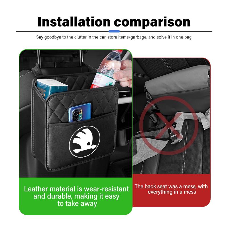 vbjsh4 Car Back Rear Organizer Seat Elastic String Storage Bag Pocket Auto Organizer Interior For Skoda Octavia Superb RAPID FABIA