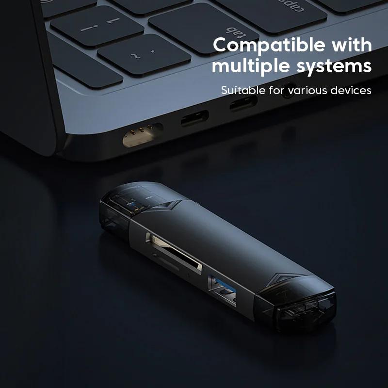 Многофункциональное устройство чтения карт 6 в 1 USB 3.0 к адаптеру Micro OTG Type C с поддержкой TF SD-карты USB-флеш-накопитель для ноутбуков, телефонов и планшетов Android