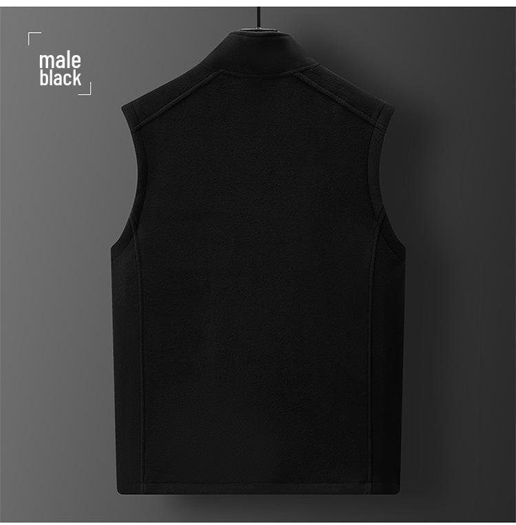 Мужской флисовый жилет с воротником-стойкой на осень/зиму: Теплая, на бархатной подкладке, повседневная куртка для улицы