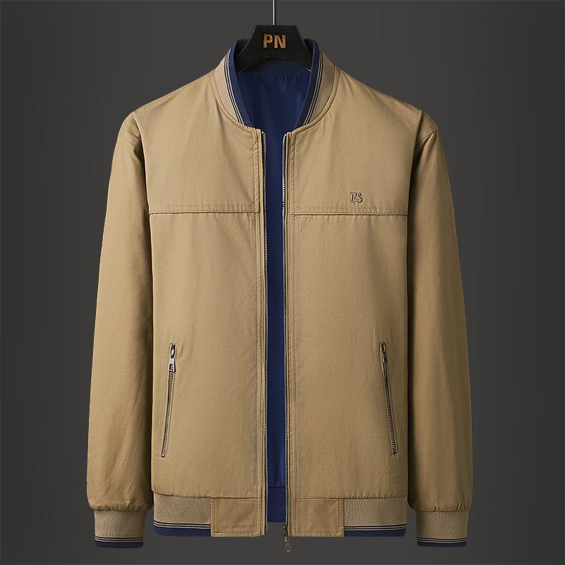Мужская двусторонняя куртка на весну и осень для среднего и пожилого возраста, деловое хлопковое пальто, повседневная куртка-джокер