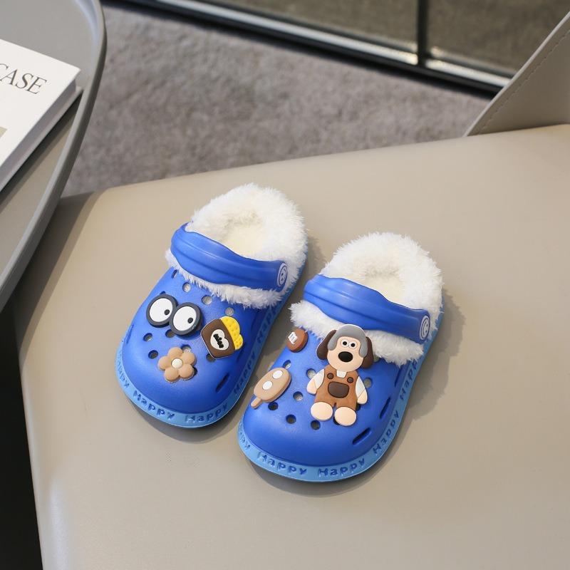 Съемная детская обувь с симпатичным зимним теплом и плюшем, теплая, хлопковая обувь, хлопковые тапочки