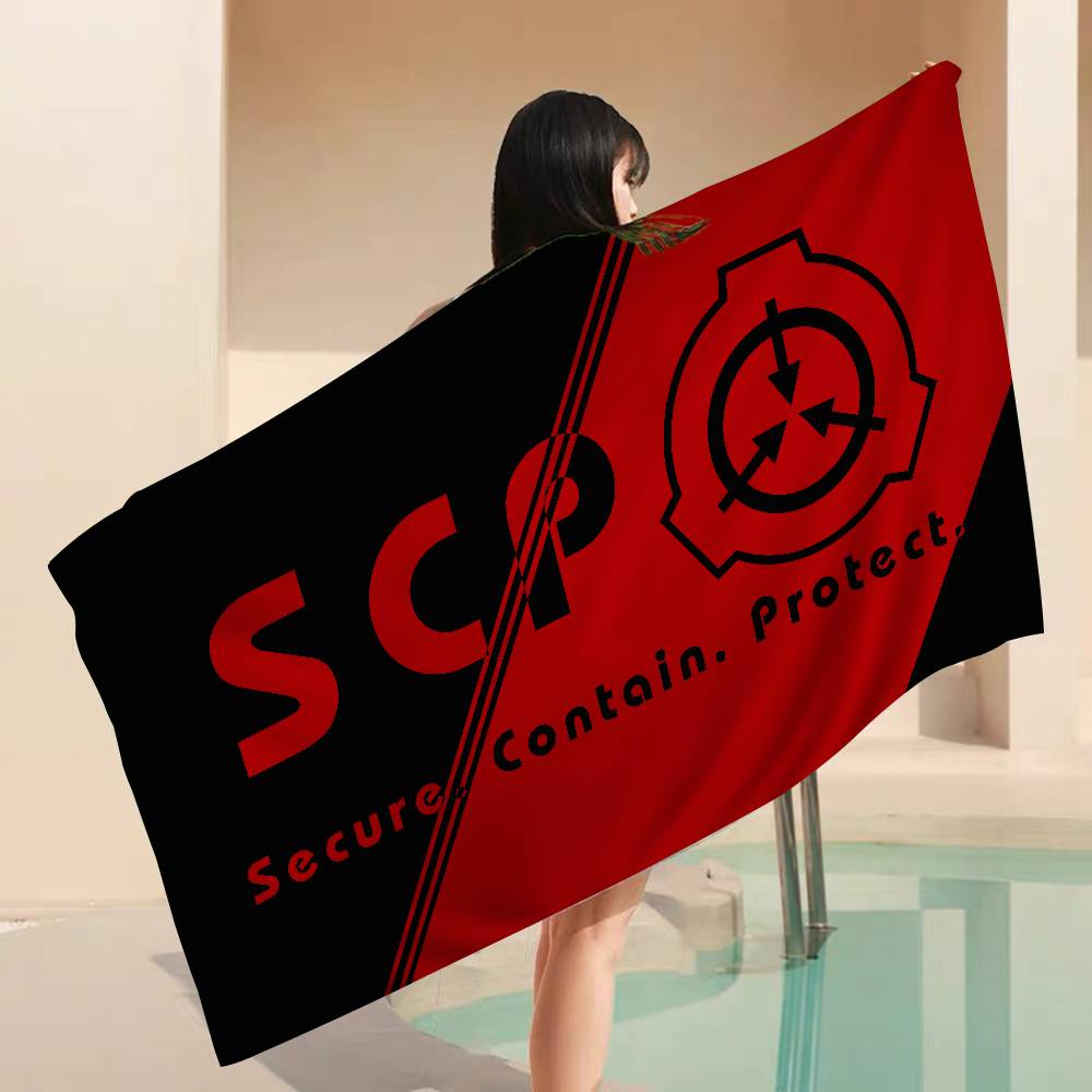 Популярный винтажный логотип S-SCP foundation Микрофибровое одеяло Быстросохнущие пляжные полотенца Большой размер Печать Супервпитывающее полотенце для бассейна