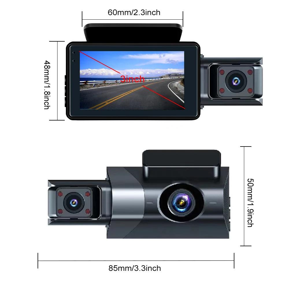 HD 1080P Dash Cam 3-канальная камера Автомобильный видеорегистратор Видеорегистратор WIFI Монитор ночного видения Черный ящик Автомобильные аксессуары Помощь при движении задним ходом для автомобилей