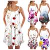 Женский модный летний повседневный жилет без рукавов в стиле ретро с цветочным принтом, свободная майка, большое пляжное платье