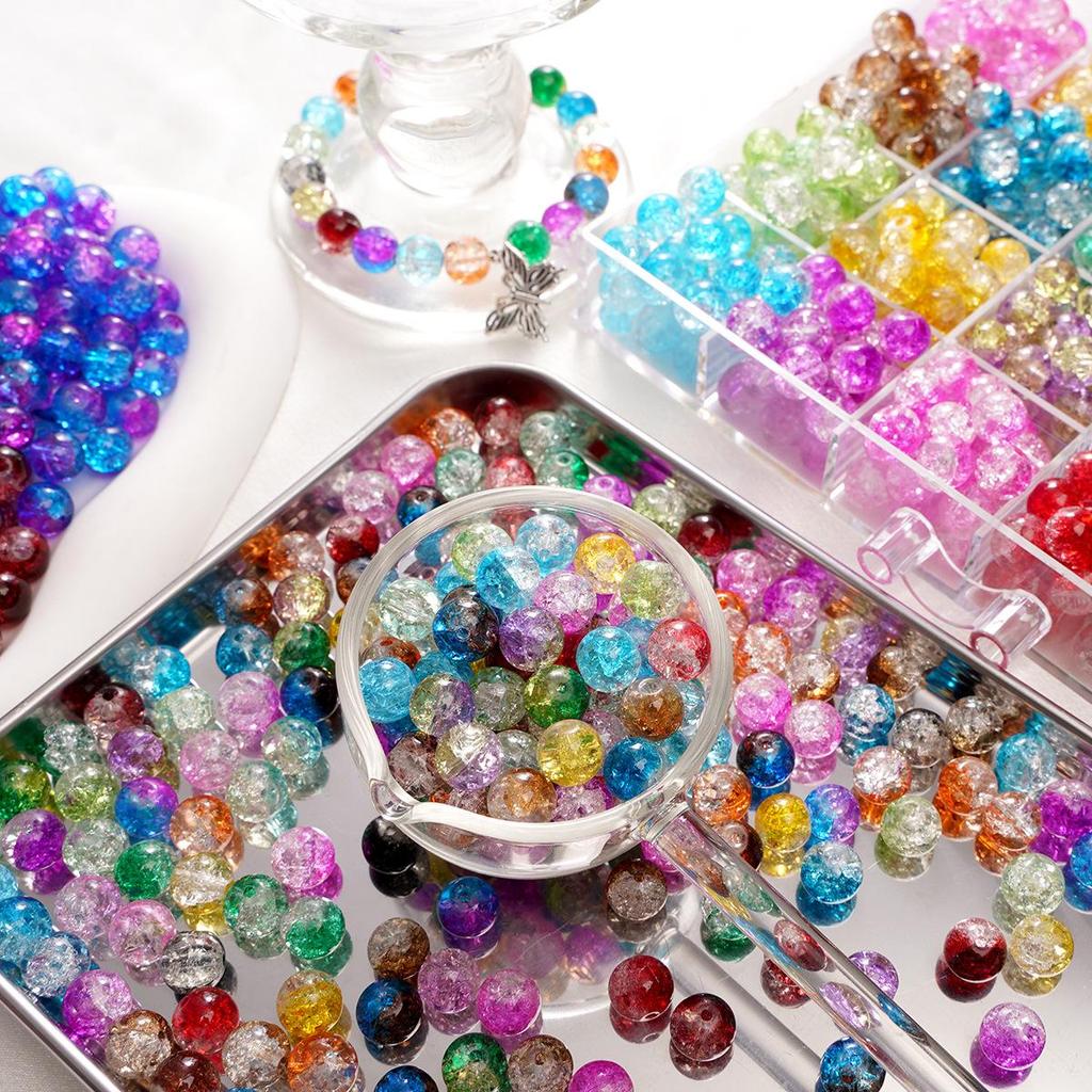 8/10 мм Бусины из кракле-стекла для изготовления украшений своими руками - Круглые бусины для браслетов и ожерелий