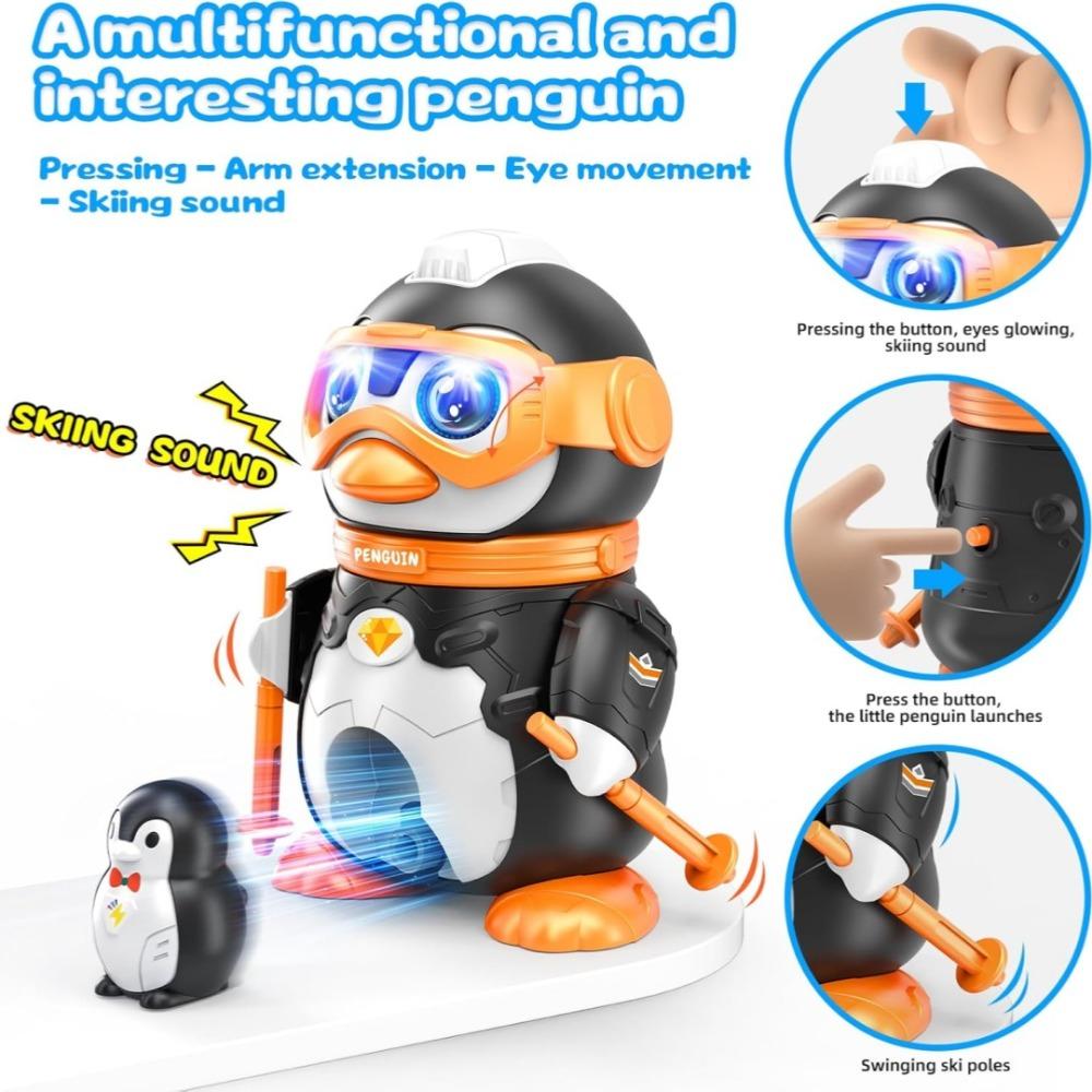 Детский 18 шт. Сделай сам Сборный Лыжный Пингвин Животное Строительный Блок Модель, Освещение И Музыка, Детская Головоломка Игрушки для Раннего Развития