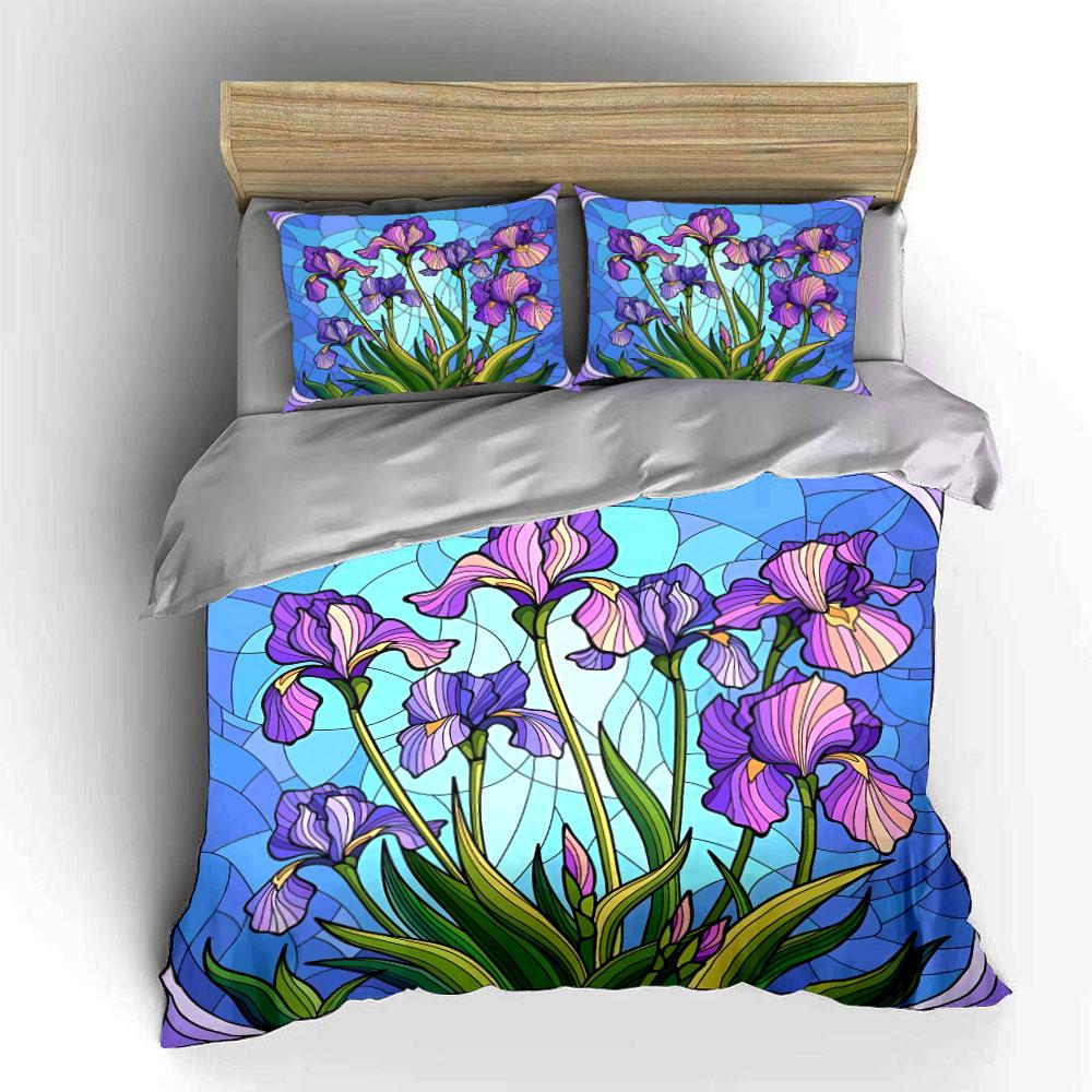 "Floral Decorative Art Set" Bedding Set with 1 Duvet Cover 2 Pillowcases Single Double King Queen, Gift
