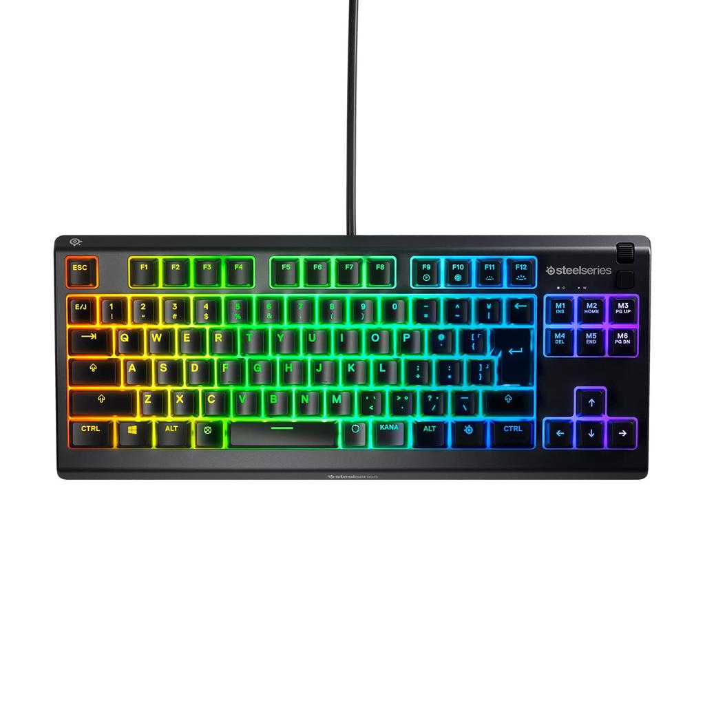Игровая клавиатура SteelSeries Apex 3 TKL, без цифрового блока, проводная, японская раскладка, тихие переключатели, влагозащита IP32, одновременное нажатие 24 клавиш, черная