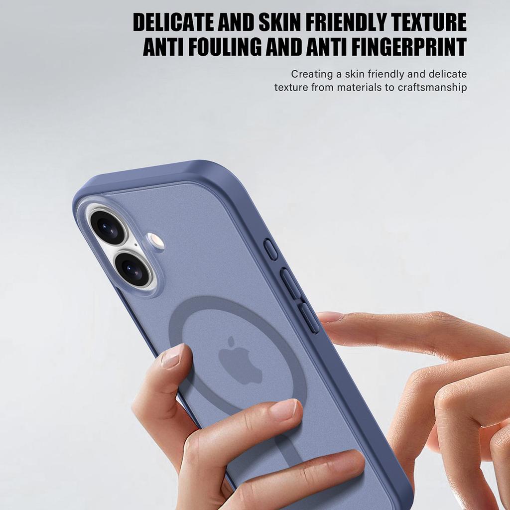 For iPhone 16 Case Compatible with MagSafe Skin Feel Frosted PC+TPU Phone Cover