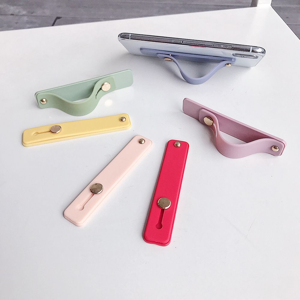 Candy Color Hand Band Silicone Phone Holder Finger Ring Grip Stand Push Pull