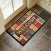 Welcome Door Mat Machine Washable Flannel Backing Non Slip Entry Rug for Front Door Garden Kitchen Bedroom Decor Carpet