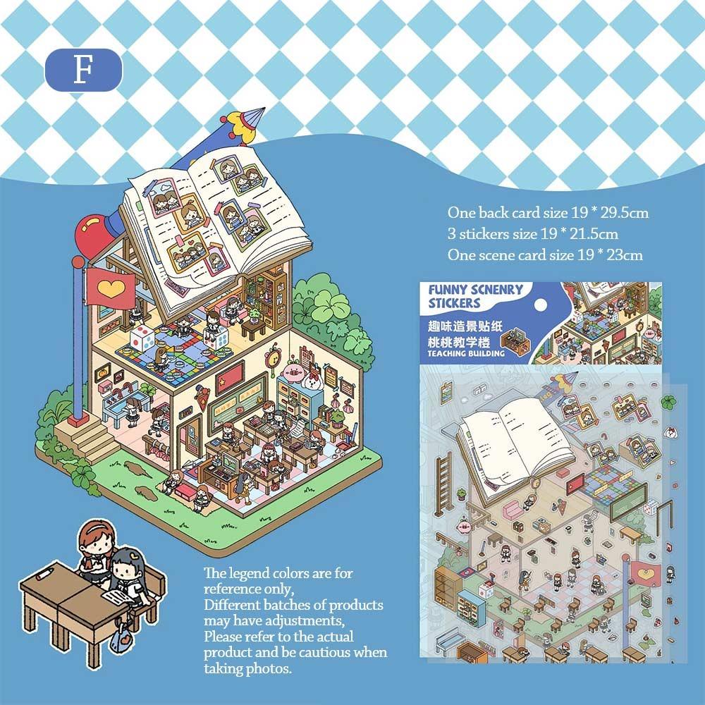 ПЭТ Трехмерная наклейка Визуальная укладка Миниатюрная наклейка со сценой Дети