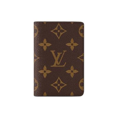 Карманный органайзер Классический Монограмма Покрытие Холст Держатель для карт Кошелек Унисекс Коричневый