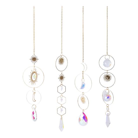 Moon Sun Catcher Crescent Moon Sun Pendant Rainbow Maker Prismatic Suncatcher Hanging Ornament for Home Indoor Window Garden