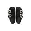 Second Hair! Su Yinyin's Same Shoes Square Buckle Rhinestone Leather Double Belt Casual Platform Slippers Women's Sandals Outside