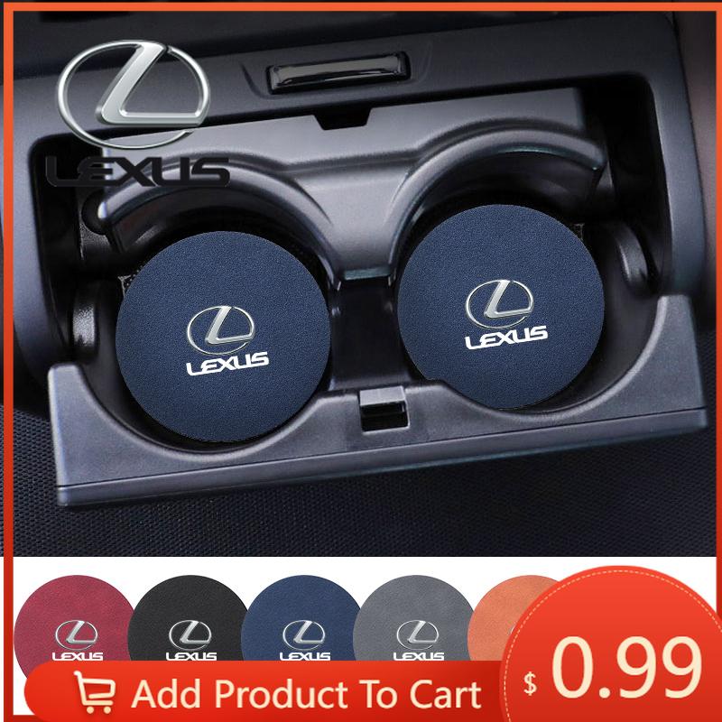 Interior Stickers 2Pcs Car Anti-slip Water Cup Heat Insulation Mat Suede Decor Coaster For Lexus ES300 RX330 RX300 GS300 IS250 I