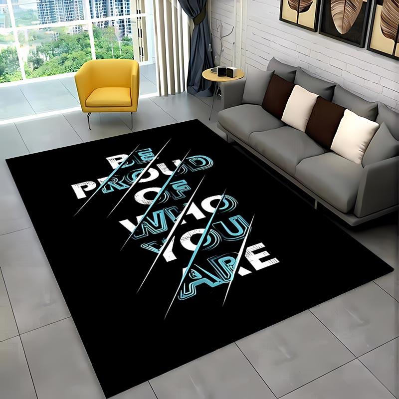 Забавные слова Черно-белый цвет Ковер, Предметы домашнего обихода для гостиной и спальни Коврики для дивана, Дверной коврик Напольный Противоскользящий коврик, Подарок