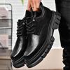 Мужская обувь, осенняя деловая деловая обувь в британском стиле, повседневная кожаная обувь для работы, черная модная обувь на толстой подошве увеличенной высоты с большой головкой