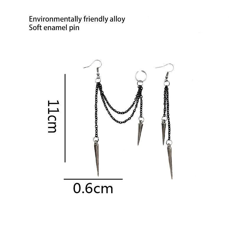 Мужские Ретро Черные Серьги-цепочки с кисточками Панк Серьги Хип-хоп Серьги-заклепки Для женщин Готическая Вечеринка Ювелирные изделия